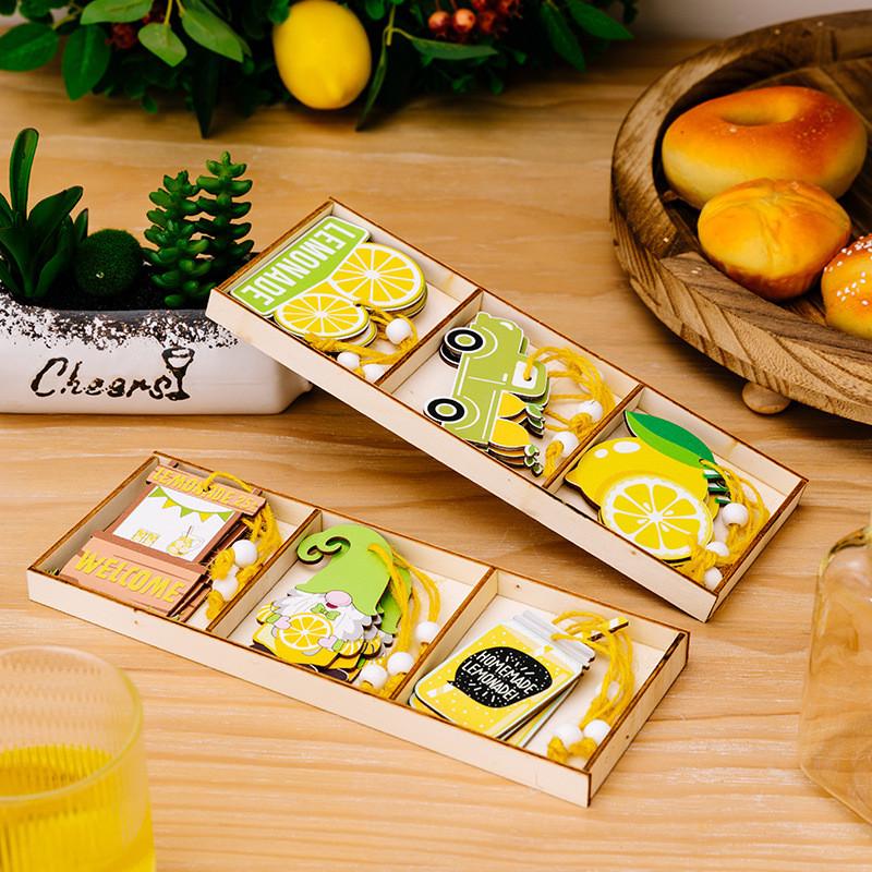Styled Lemon Fresh Wooden Hanging Decor With Three Compartments Perfect For Summer Spaces