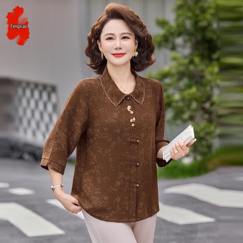 Elderly Women s Summer Chinese Style Lapel Shirt 4XL