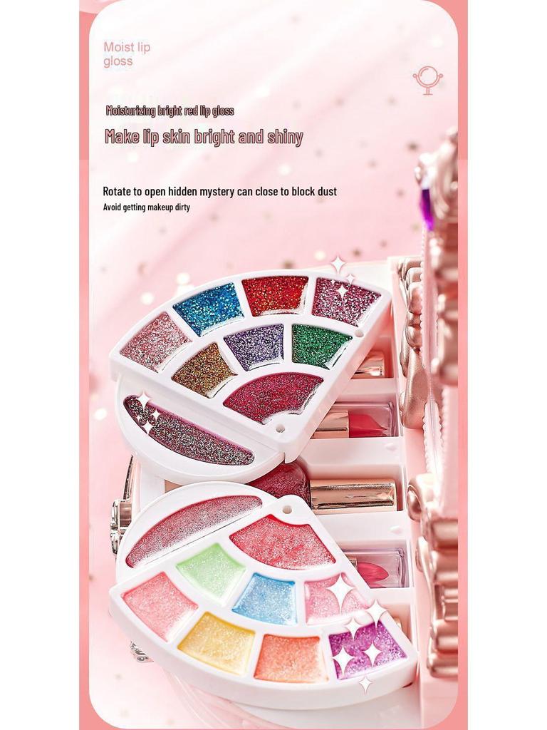 Non-Toxic Kids' Makeup Set: Princess Dressing Table & Simulation Playhouse Gift for Girls