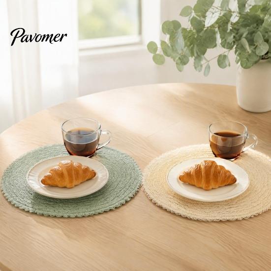 Heat Resistant Table Mats Round Insulated Placemat for Dining Table, Paper Place Mat, Waterproof Oil Proof Non Decorative Lace Slip Coaster