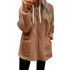 Fall Casual Oversized Fleece Hoodie Women Long Sleeve Zip Up Pullover Hooded Sweatshirt Jacket