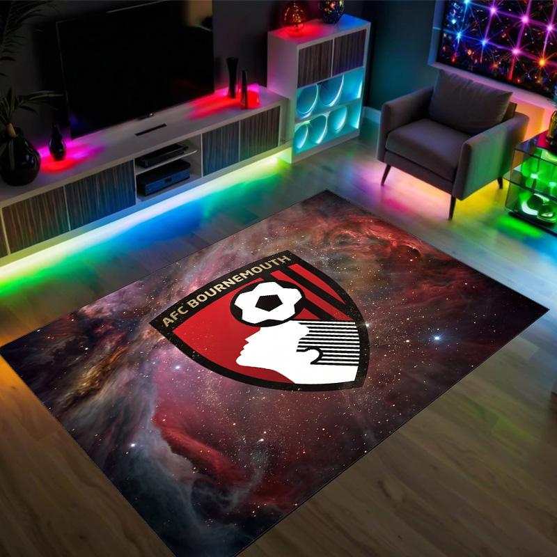 Bournemouth Football Design Crystal Velvet Carpet Cozy Non?Slip Printed Rug For Bedroom Living Room Entrance