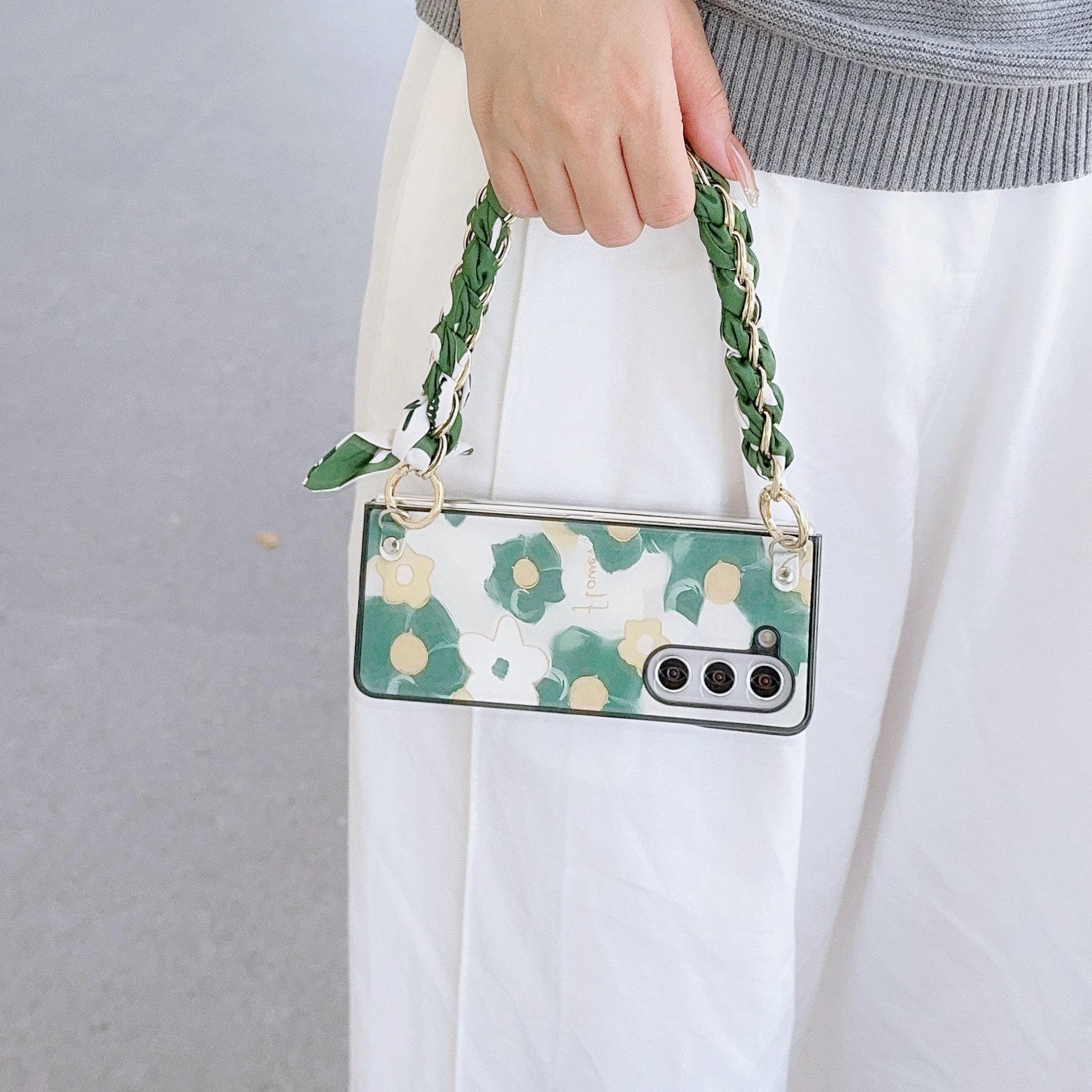 

Чехол-книжка из ПУ кожи с защитой шарнира и ремешком-браслетом в виде шарфа для Samsung Galaxy Z Fold 6 5 4 3 5G For Samsung Galaxy Z Fold4