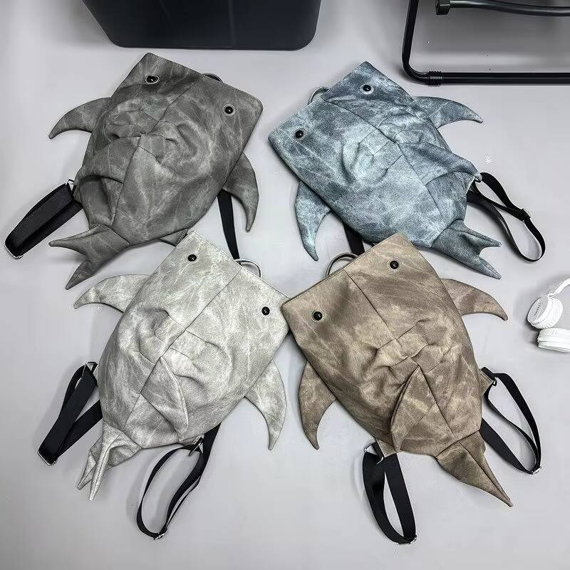 Sac à dos forme Requin-baleine drôle Y2K Sac à dos durable grande capacité Femmes Hommes Mignon Dessin animé d'extérieur Sac de voyage Sac d'école pour étudiant
