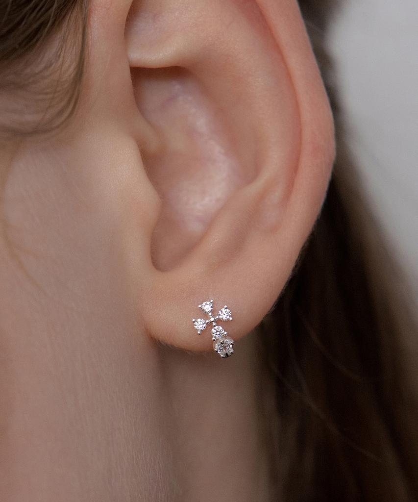 Tatiana (Silver 925) Cross Cubic Hoop Earrings Ec3291