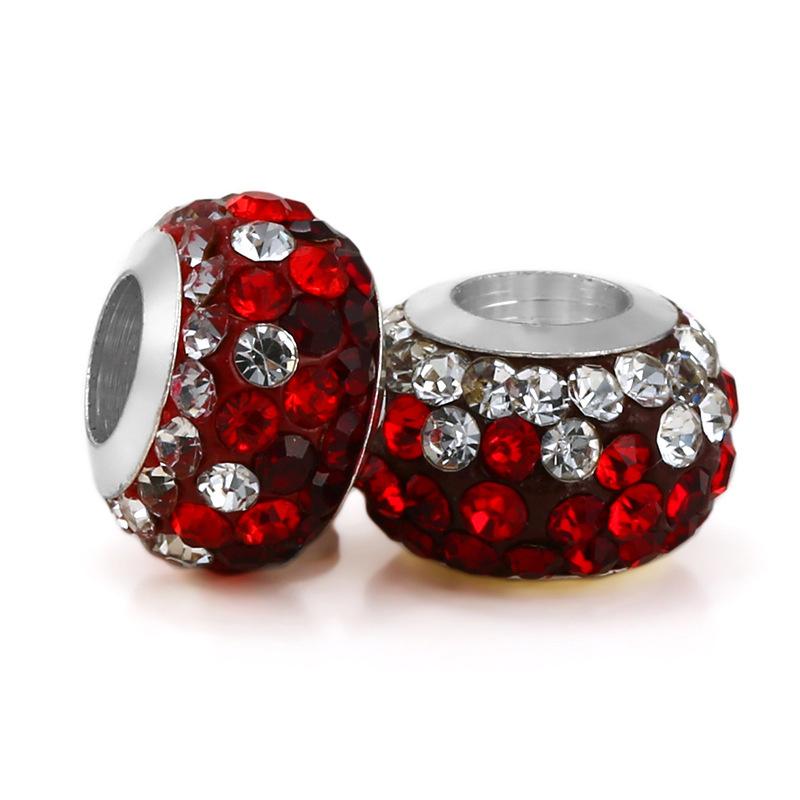 Silver Plated Macroporous Resin Glass Beads for Charms Bracelet Necklace Keychain Women Girls Jewelry Gifts