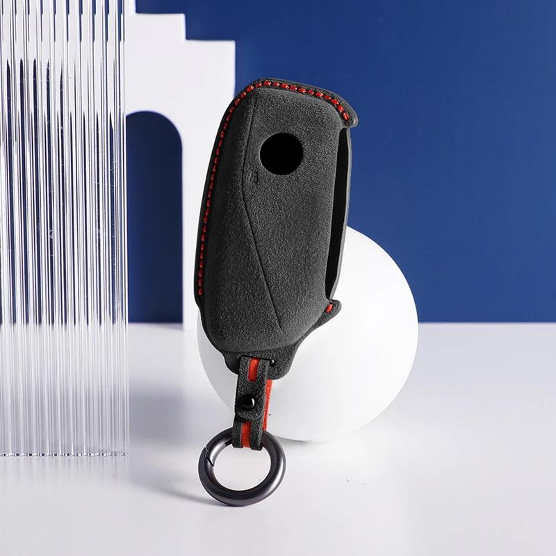 Top Suede Car Key Case Cover Shell Fob For Bmw I7 X7 G07 Lci Ix I20 X1 U11 7 Series G70 G09 Xm U06 G81 M3  Protector Keyless