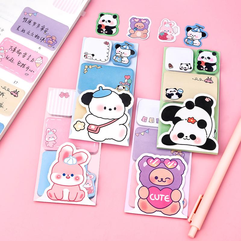Cartoon Animal Combination Gift Sticky Note Student Notebook Decoration Cute Girl N Times Memo Pad Kawaii Stationery Lovely