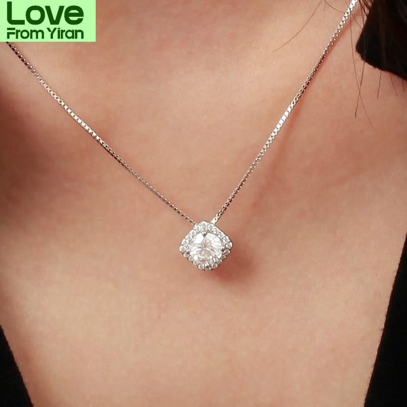 D Farge Laboratoriedyrket Diamant Halskjede 925 Sterlingsølv Delikat Moissanitt Halskjede For Kvinner Smykker Bryllupsjubileumsgave