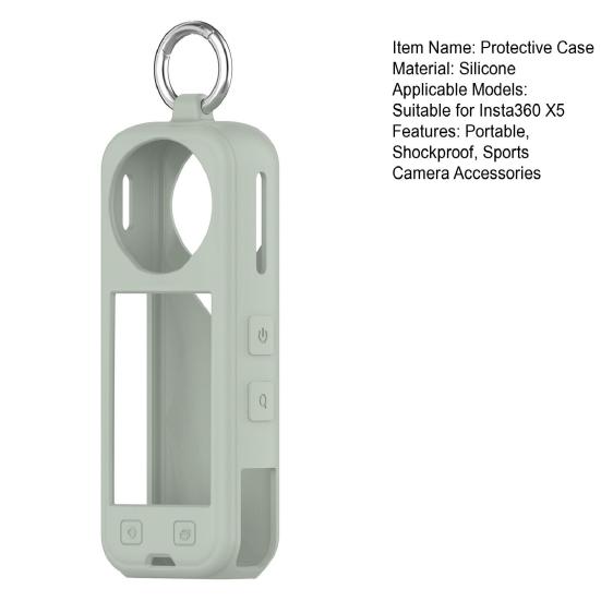 Silicone Protective Case for Insta360 X5 Portable Shockproof Action Camera Protector Cover Sleeve Shell with Metal Ring Sports Camera Accessories