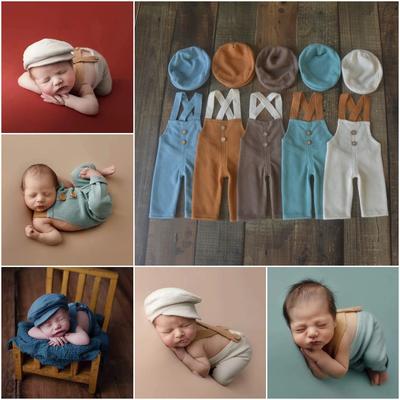 Newborn Photography Clothing Baby Photo Hat Overalls Baby Boy Confinement Photo Photo Studio Clothing