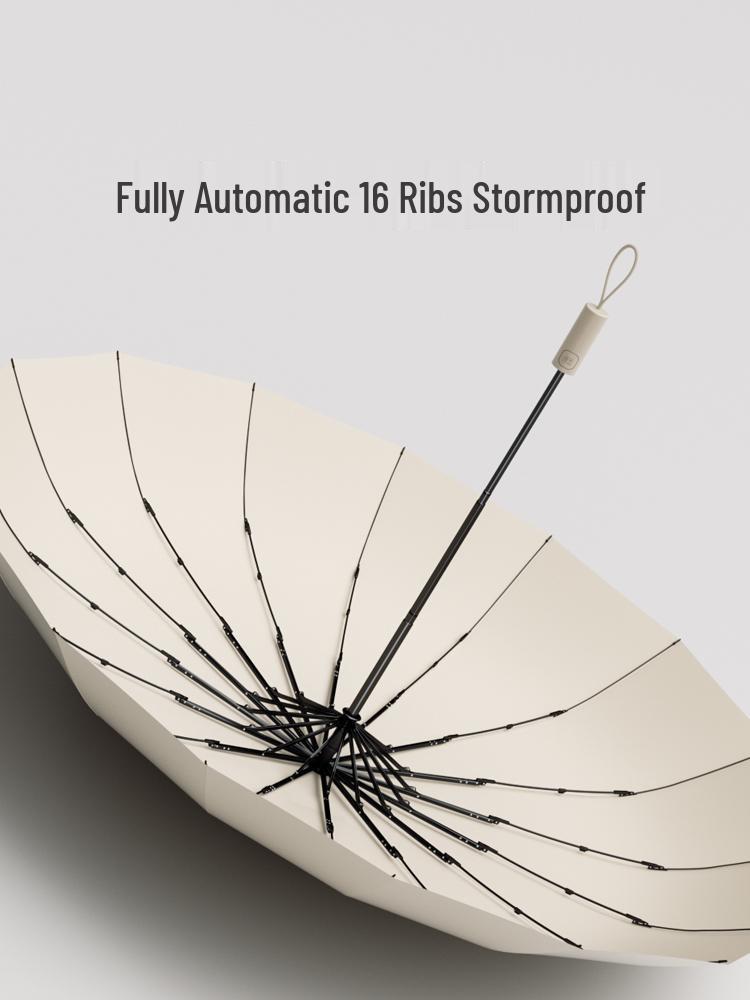 16-Rib Automatic Windproof Double Umbrella for Men, Enlarged, Thickened, Storm Resistant, Foldable, and Large Size