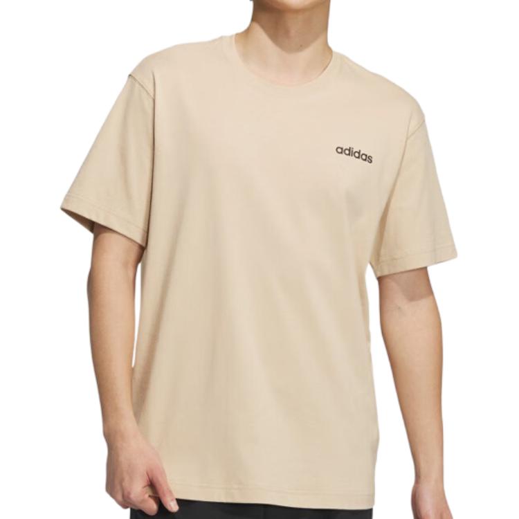 Men's Adidas T Shirts Men's Khaki Crew Neck Moderate Straight Fit
