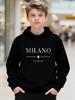 Kinder Streetwear Milano Italien Grafik Hoodie Italien Flagge Buchstaben Pullover Herbst Winter Fleece Warm Lässiges Kapuzensweatshirt