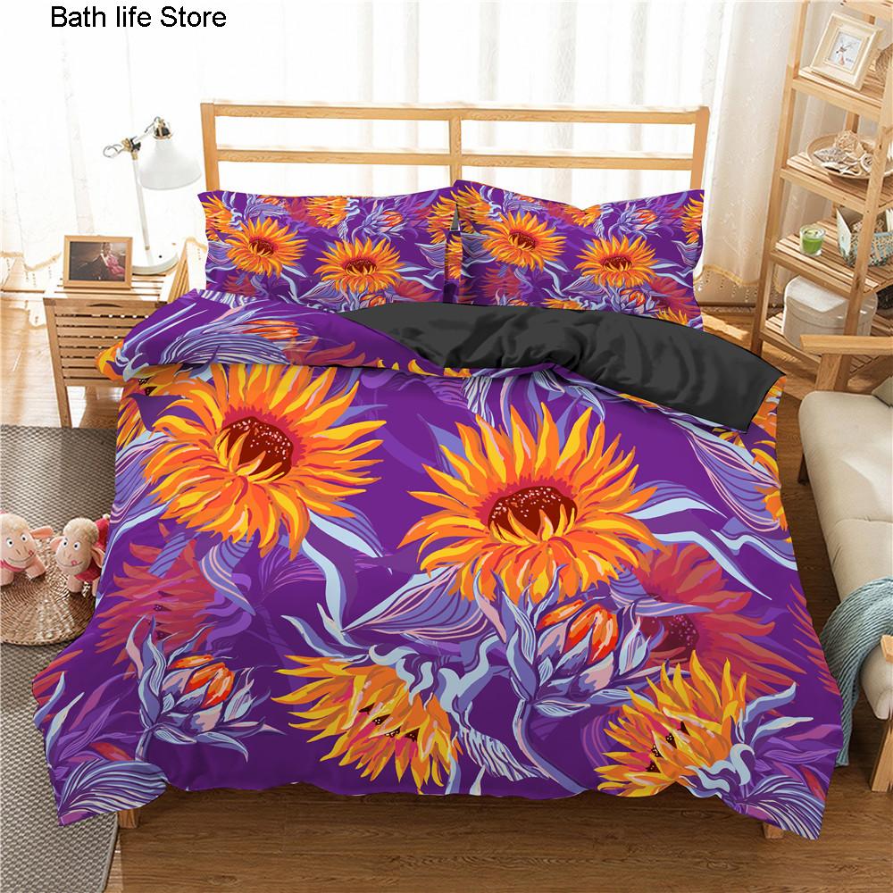 3D Printed Bedding Set Flowers Bedclothes Duvet Cover With Pillowcase Plant Bedding Set Soft Quilt Cover For Home Textiles