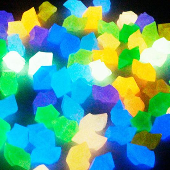 100Pcs Decorative Pebbles Colorful Glow in Dark Aquarium Landscaping 14mm Luminous Courtyard Paving Natural Crystals Rocks Garden Decoration