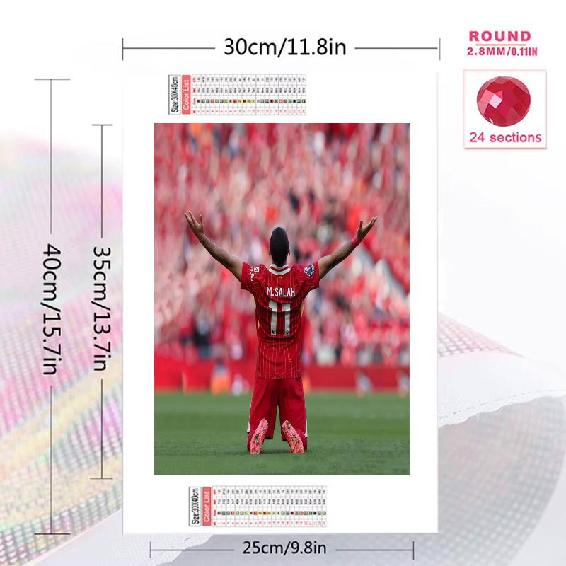 Mohamed Salah Pattern 3pcs 100% Round Full Drill 5D DIY Diamond Painting Embroidery Cross Stitch Rhinestone Décor