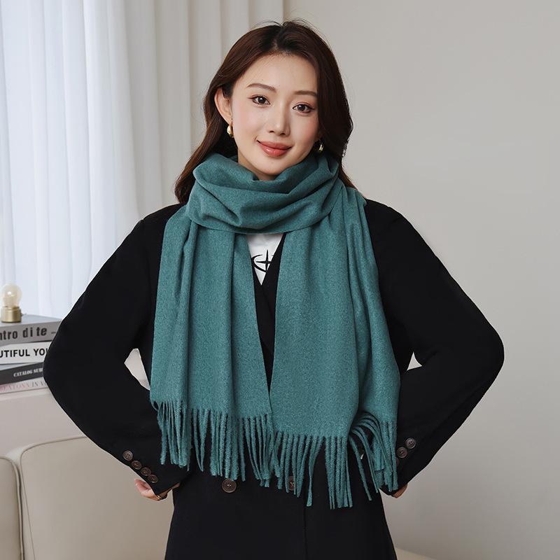Wool Scarf for Women in Winter New Style Cashmere Scarf Versatile  Thickened  Warm and Solid Color Scarf