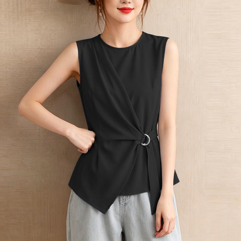 ZANZEA Women Casual Round Neck Solid Color Sleeveless Tank Tops