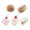 Plush Food Cat Toy Stuffed Dessert Shaped Kitten Toy Realistic Burger Hotdog Sandwich Cake Pet Chew Toy for Indoor Cats