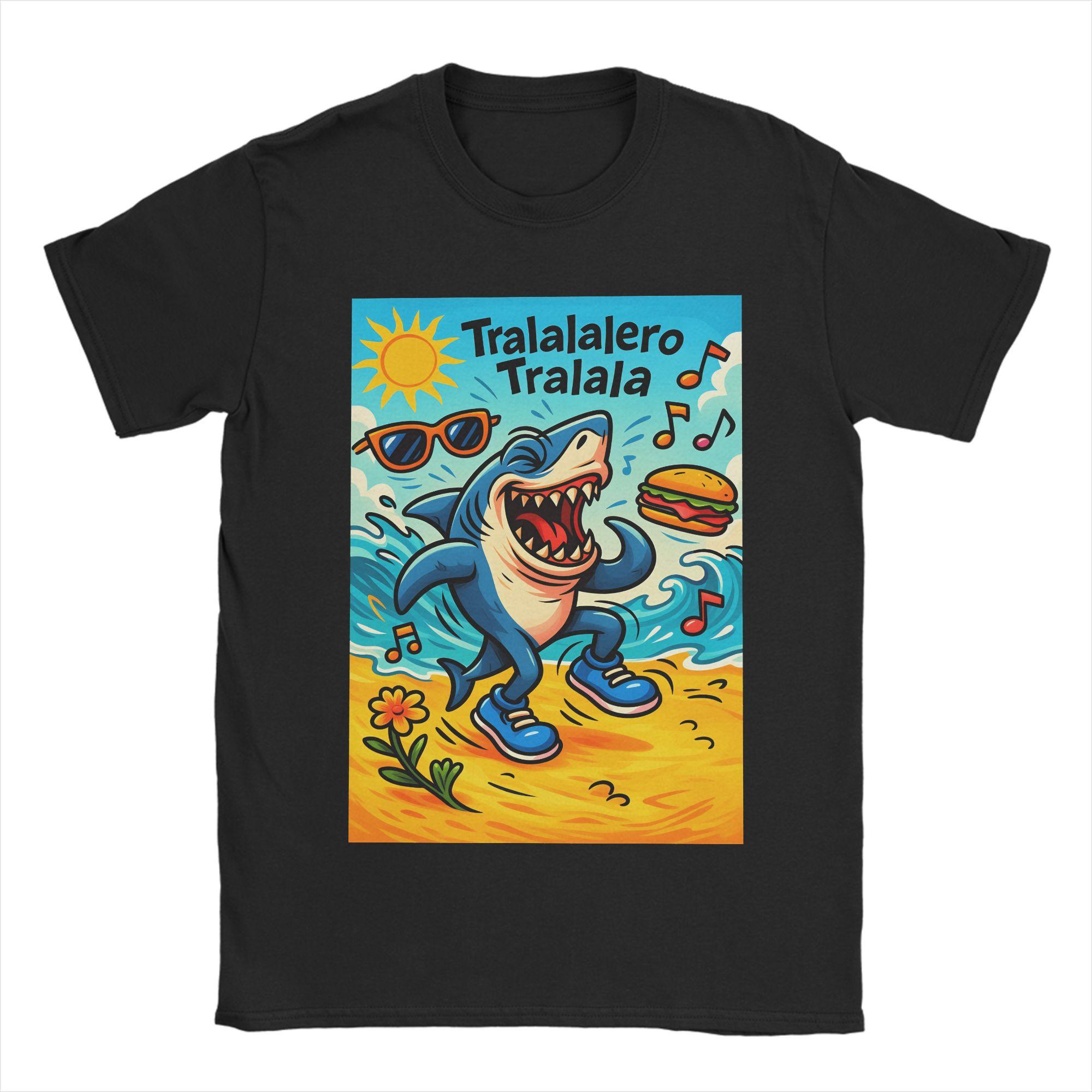 

Brainrot Tralalero Tralala Cotton TShirt For Male Beach Vintage T Shirts O Neck Fashion Tee Shirt Big Size Wholesale Tops S