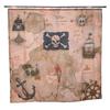 Maritieme Eilandkaart Douchegordijnen, Vintage Oude Kaart Piratenschip Decor Polyester Oceaan Oude Piraten Schatkaart Douchegordijn