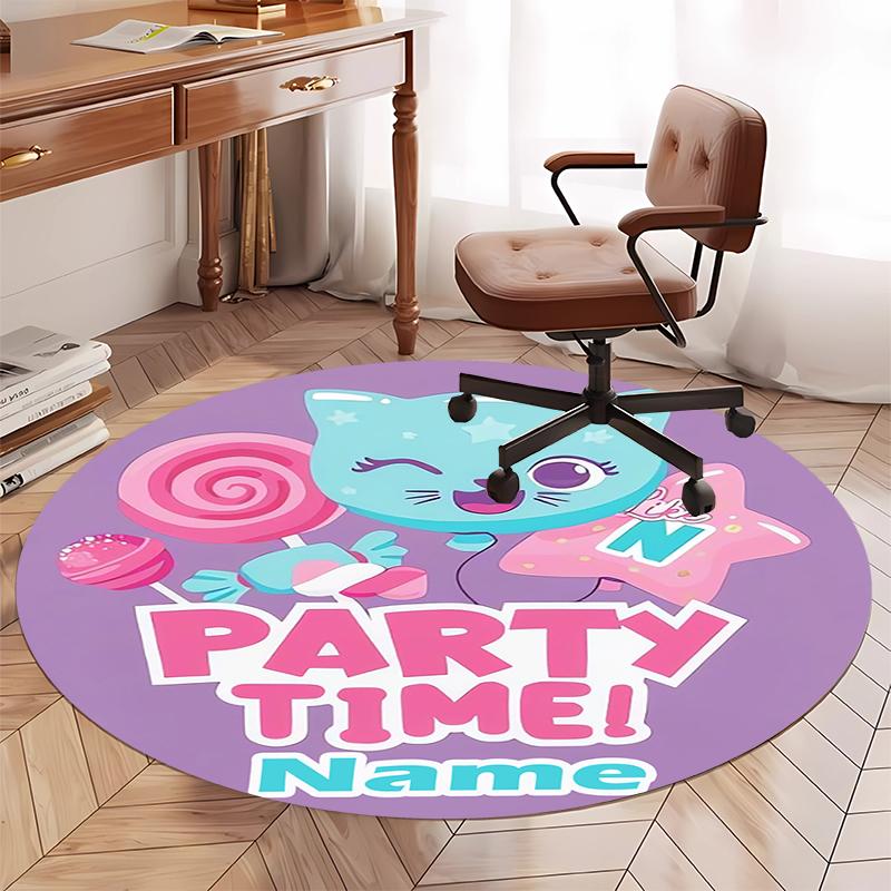 Custom Name Like Nastya Printed Round Rug Carpet Chair Rug Area Rug Entryway Doormats,for Office Chair Living Room Bedroom Kitchen Room.