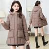 Fashion down cotton jacket women's mid-length winter 2025 hooded plus size slim padded jacket warm jacket