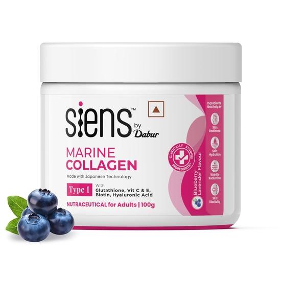 Siens By Dabur Hydrolyzed Marine Collagen- 100g and Hair, Skin & Nails (3 In 1 Gummies) - 30 Pieces