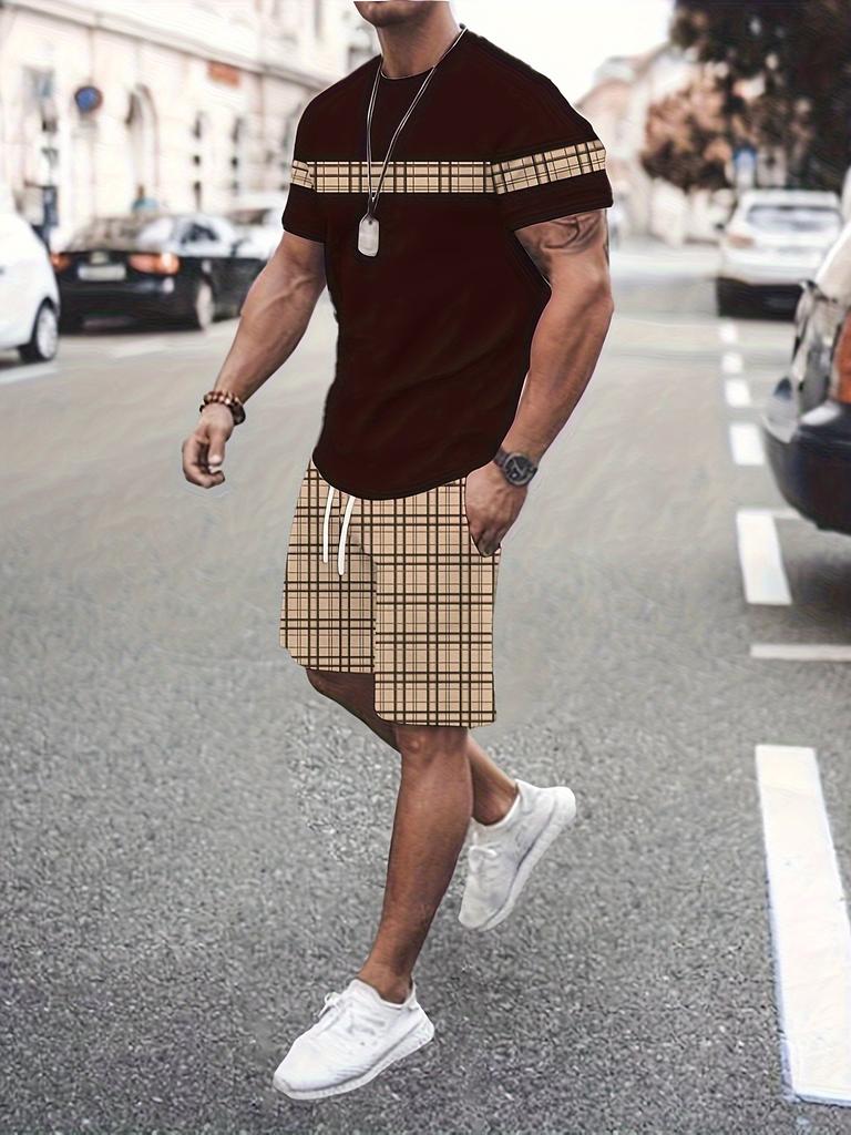 Fashion Casual Men's T-shirt Shorts Set Summer New 3D Printed Men's Clothing Daily Elastic Waist Shorts Short Sleeve Set