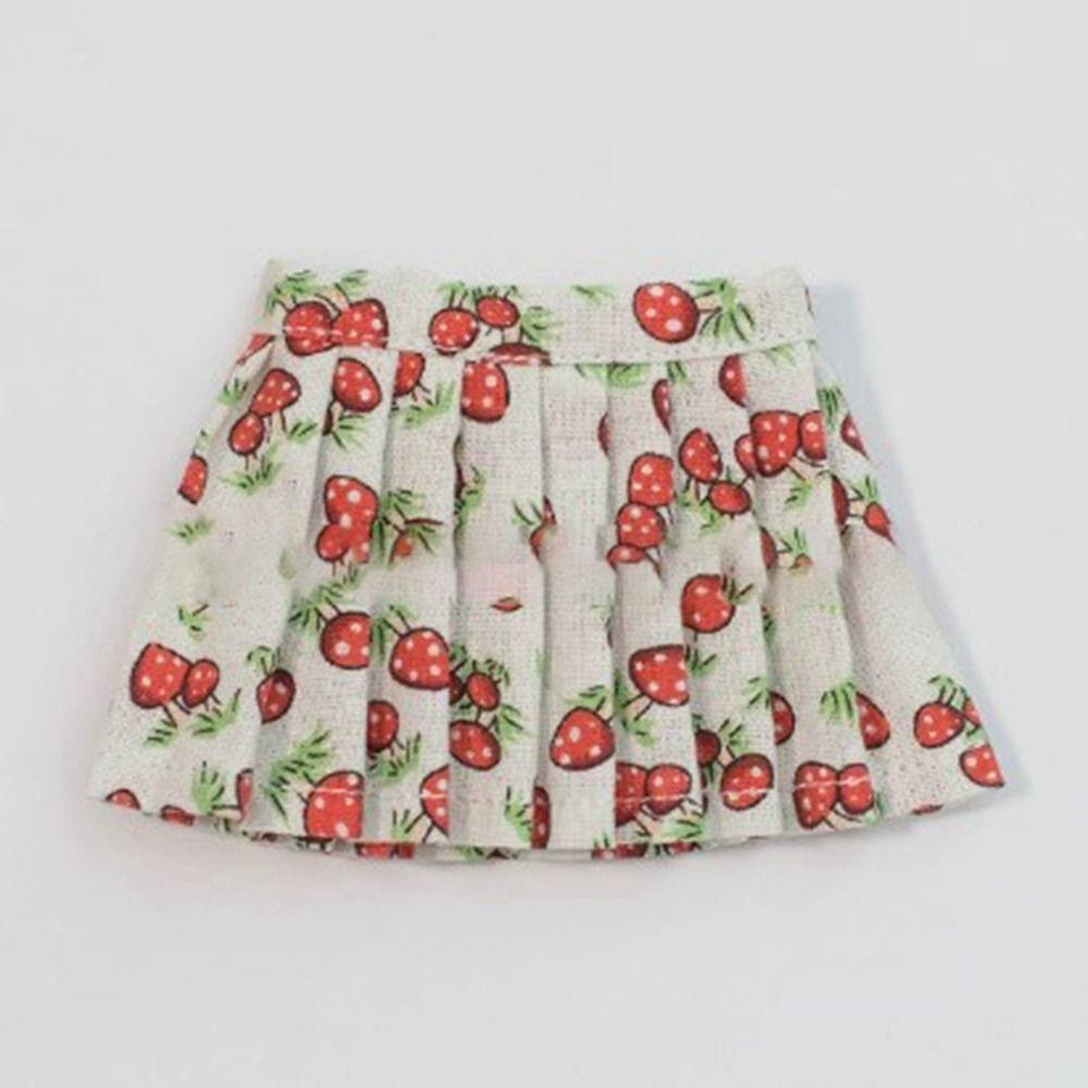 Handmake Princess Skrit Clothes Fashion Printed Plaid Dot Skirt for 1/6 BJD 30cm Dolls