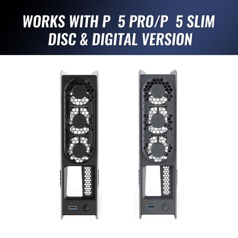 Innovative Cooling Fan for P5 Slim/Professional Console with Colorful LED Lighting Effect Build-in 3pcs Low Noise Fan