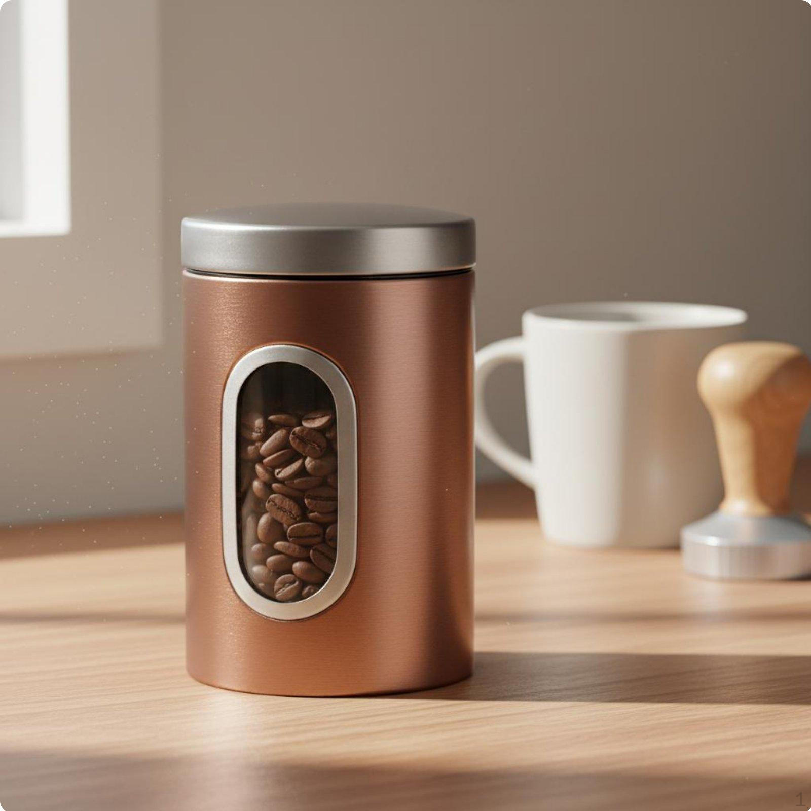 3 Pieces Stainless Steel Canister Set Food Storage Jar with Window Stylish Design Bronze 3 PCS