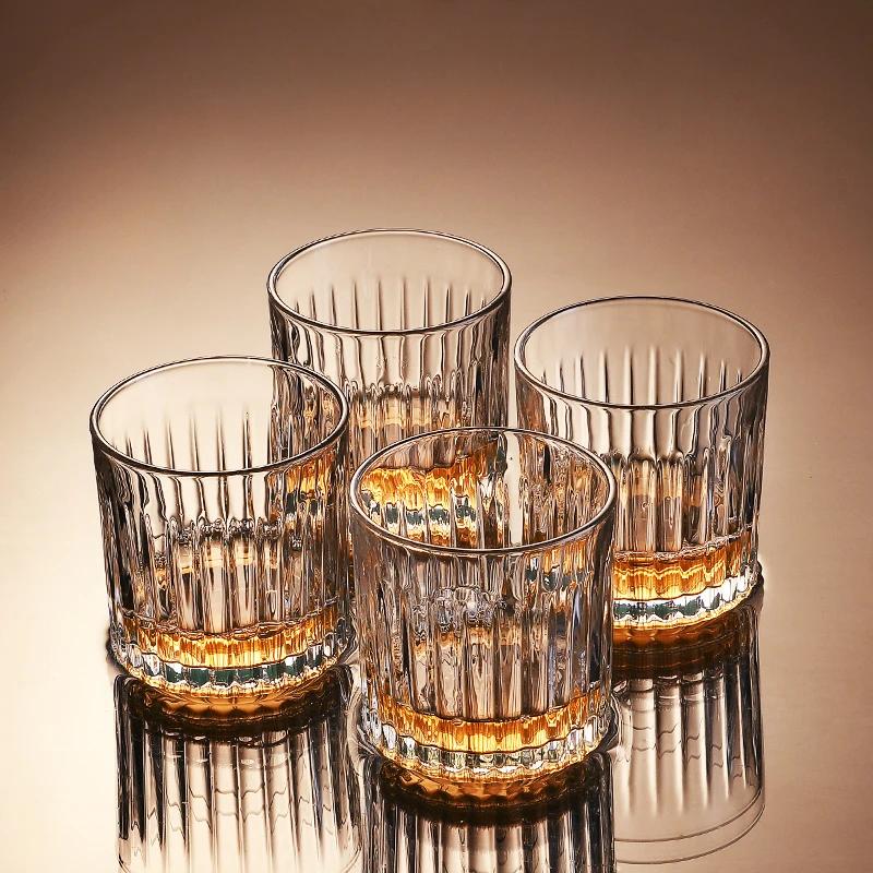 4pcs Cocktail Old Fashioned Bourbon Glass High Beauty Transparent Crystal Glass Cup Cold Drink Cup Household Juice Whiskey Glass