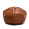 Autumn and Winter Trendy PU Leather Octagonal Hat Beret Outdoor Windproof and Warm Sun Hat Fashionable Casual Baseball Cap