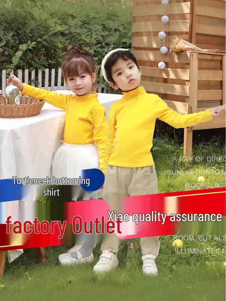 Camiseta de Algodón de Cuello Alto y Manga Larga para Niños 2024 – Capa Base Acogedora y a la Moda para Otoño/Invierno para Niños y Niñas.