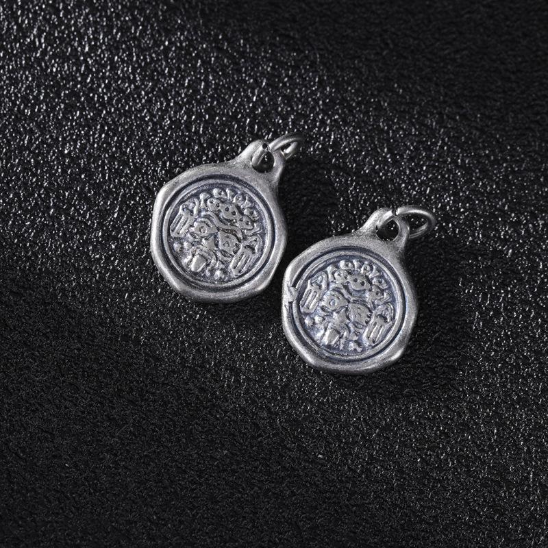 Color-Preserving Distressed Silver Persimmon Lucky Cat Pendant DIY Handmade Bracelet with Tibetan Silver Accessories