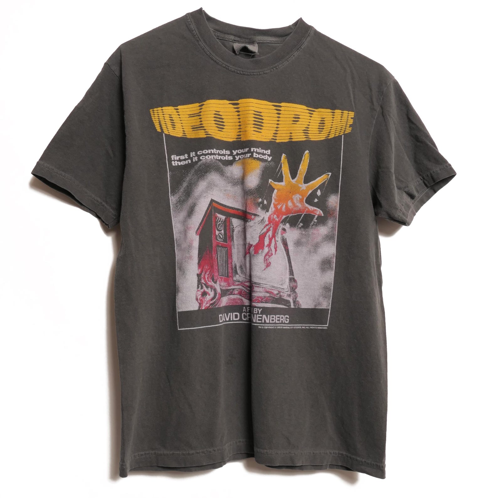 Videodrome David Cronenberg Tee 1980 s Psychological Drama Film Body Trauma Horror Scary Film Cult Classic Criterion Collection Faded - Med L