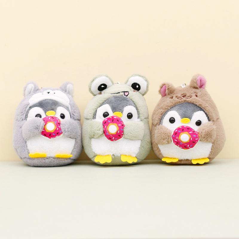 Pendant Keyrings Gift Plush Cute Penguin Turn Into Bear Rabbit Keychain Women Bag Ornaments Toy Soft Pom Ball Car Key