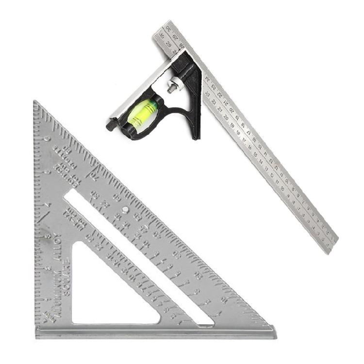 Металлический инструмент для разметки стропил с уровнем для деревообработки Плотницкий треугольник Угольник-линейка Угольник столярный 1
