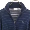 LACOSTE Border Pattern Long sleeve knit Zip jacket M Navy Men's Used