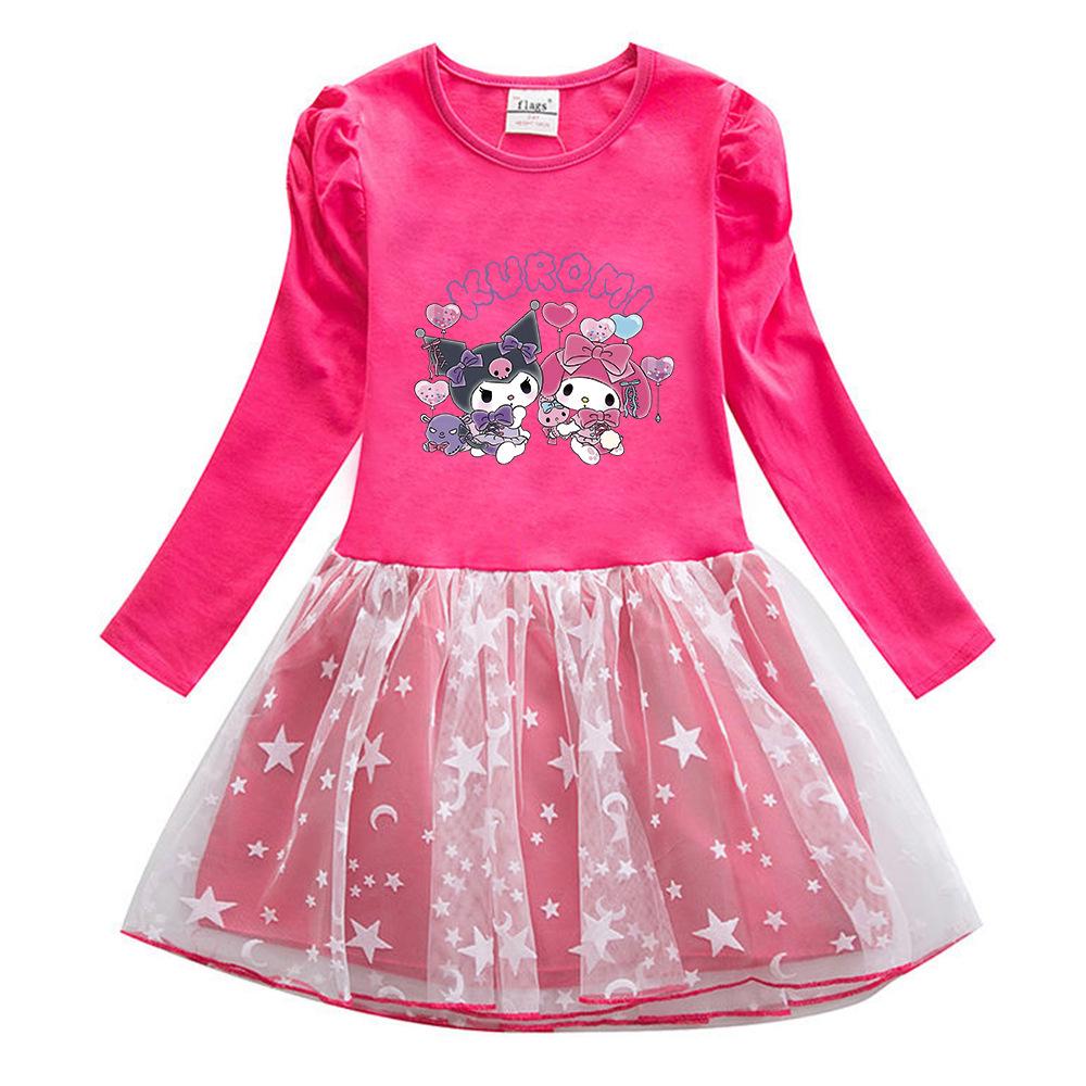 Kuromi Princess Dress: Girls' Long Sleeve Autumn/Spring Stylish Skirt Outfit