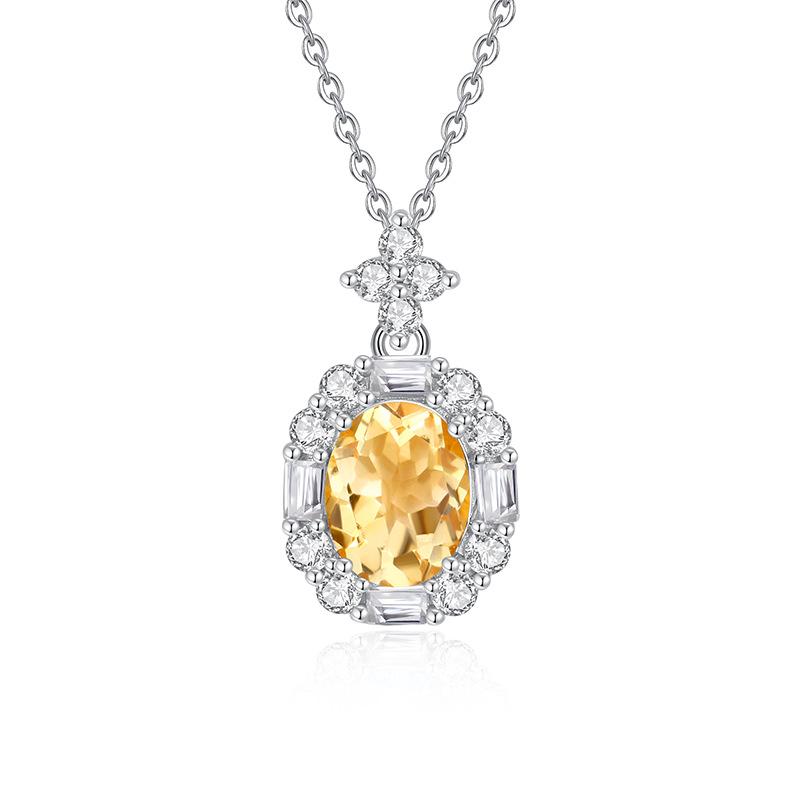 S925 Sterling Silver Natural Gemstone Necklace for Women, Multi-Color Crystal Pendant, Versatile Jewelry