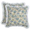 2 Piece Romantic Floral Print Pillow Covers With Ruffled Trim Soft Polyester Square Cushion Case for Living Room Bedroom