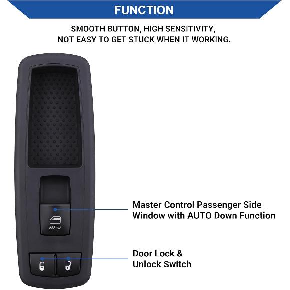 Passenger Side Power Window Switch 4602544AG Compatible With 2008-2012 Dodge Grand Caravan, Chrysler Town And Country, Jeep Liberty, Dodge Ram 1500,