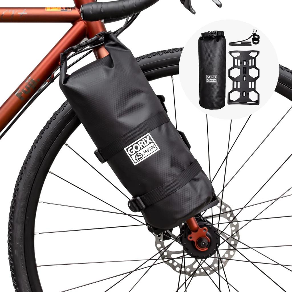 GORIX Bicycle Multipurpose Cage and Waterproof Bag Set [Touring Waterproof Bag Pannier] Front Fork Bottle Cage Large Cage GORICAGE