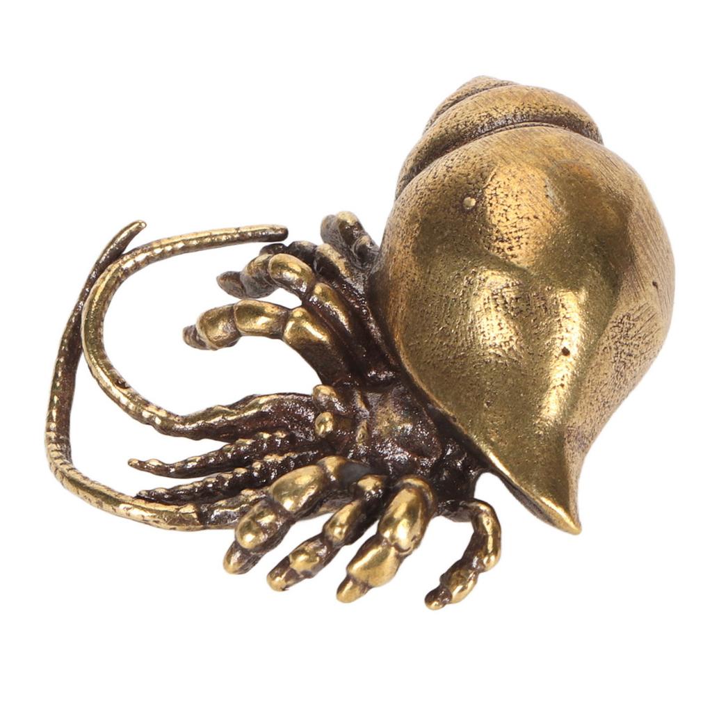 Brass Hermit Crab Staute Compact Flat Bottom Tea Pet Hermit Crab Desktop Decor for Office