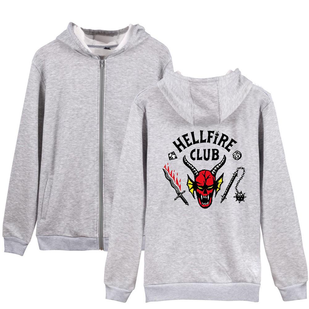 NEW Fashion Stranger Costume HOODIES Casual Hellfire Club Printed Hoodie Men Women Sweatshirts with Zipper