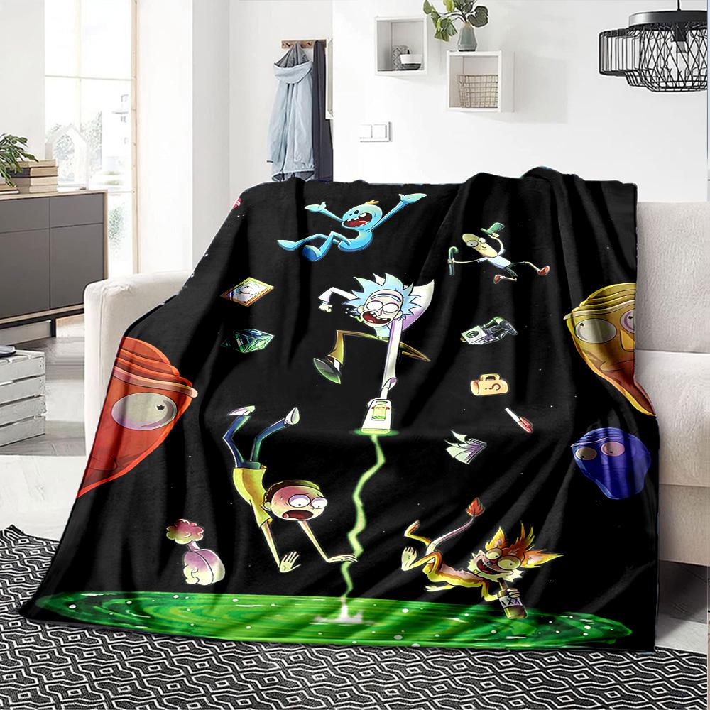 1pc Rick Morty Adventure Flannel Blanket for Super Soft Cute Comfort Blanket for Travel Bedding Couch Sofa Blanket Y82576