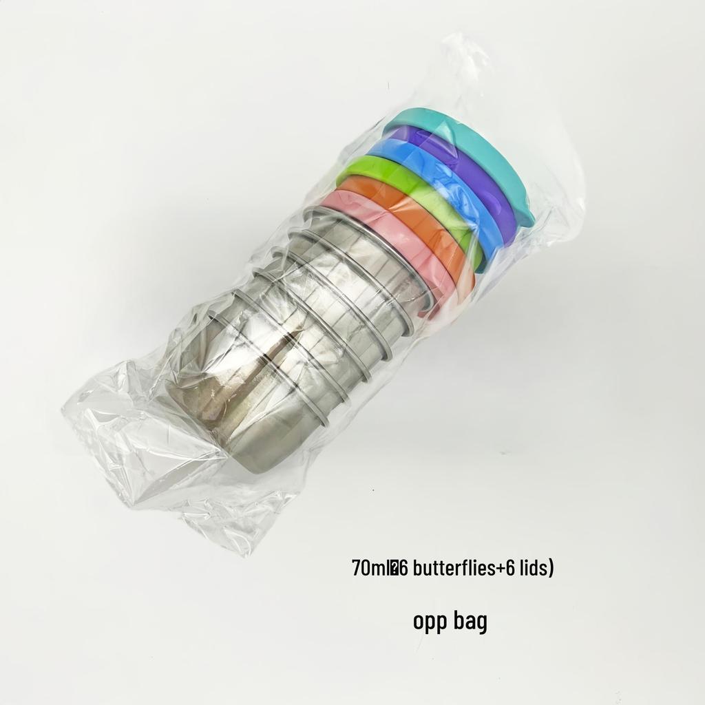 50/70ML Stainless Steel Sauce Cup with Silicone Lid - Leak-Proof Seasoning and Dipping Container